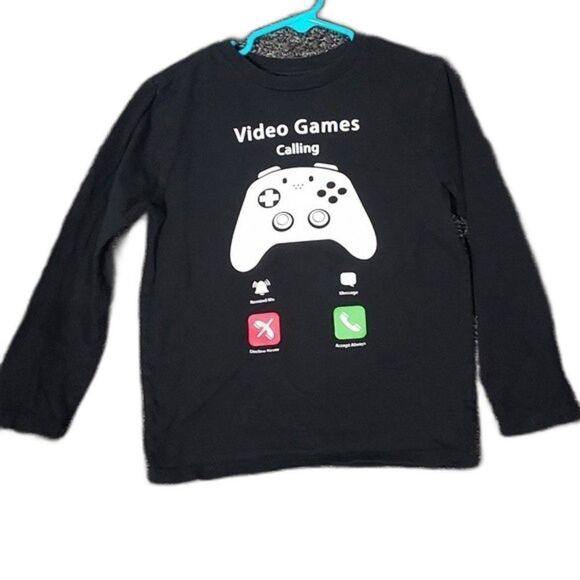 Place Other - Place Black S 5 Black Video Games Calling Long Sleeve Graphic T-Shirt Tee Shirt